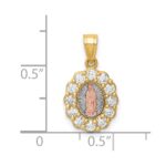 10K Two-Tone w/White Rhodium CZ Guadalupe Pendant - Image 4