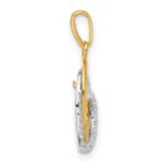 10K Two-tone Polished CZ Hearts Charm - Image 2