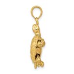 10K Solid Polished 3-D Moveable Turtle Pendant - Image 2