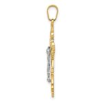 10K Two-tone Medium Lacey-edged INRI Crucifix Pendant - Image 2