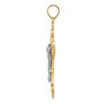 10K Two-tone Large Lacey-edged INRI Crucifix Pendant - Image 2