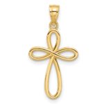 10k Yellow Gold Ribbon Cross Pendant - Image 4