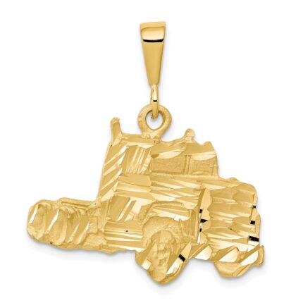 10k Solid Diamond-cut Semi Truck Charm