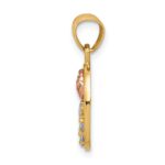 10K Two-Tone w/White Rhodium CZ Rose Charm - Image 2