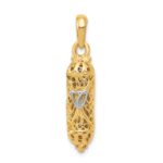 10k & Rhodium Mezuzah w/Shin Charm