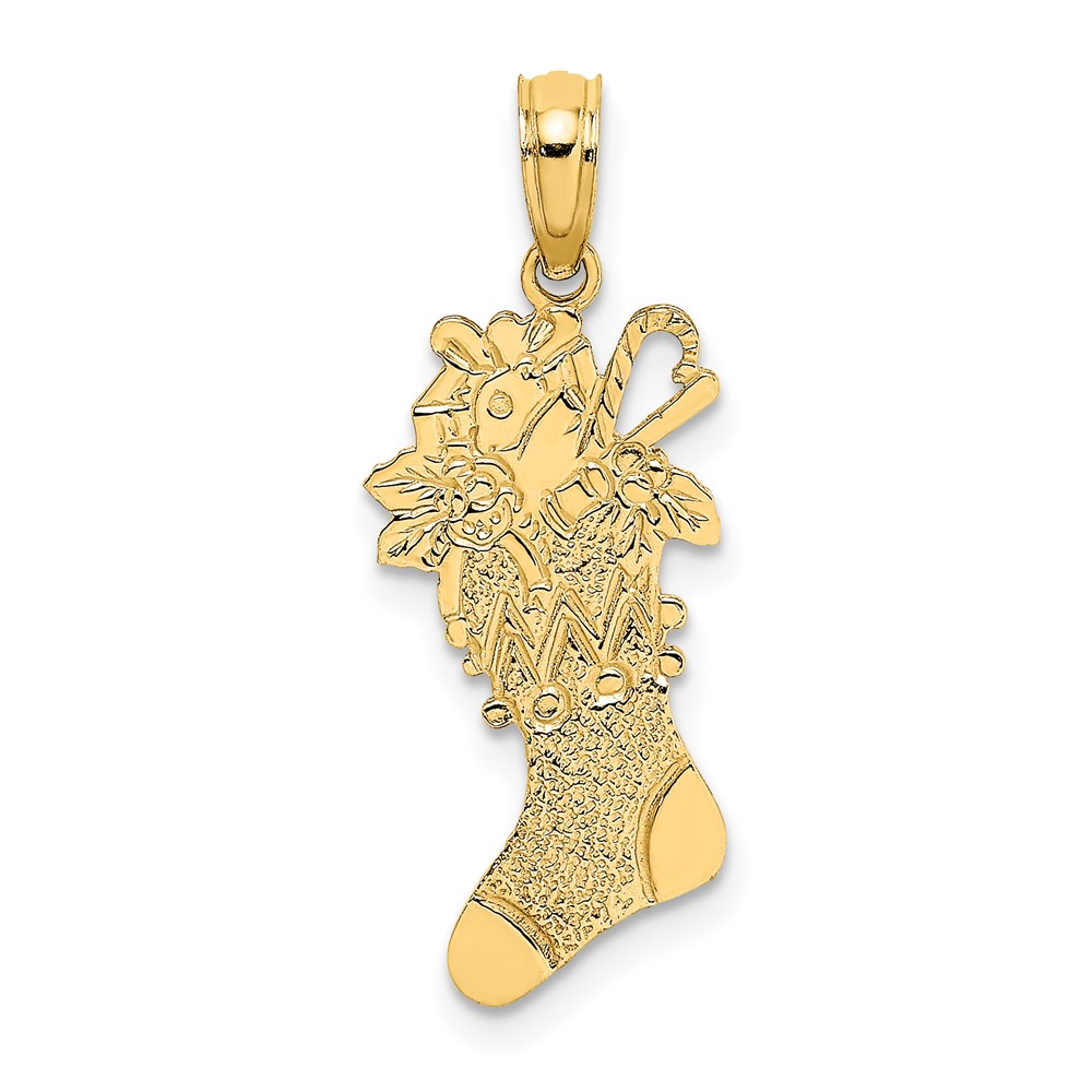 10D1123.jpg 10K Polished Christmas Stocking Pendant - Image 1