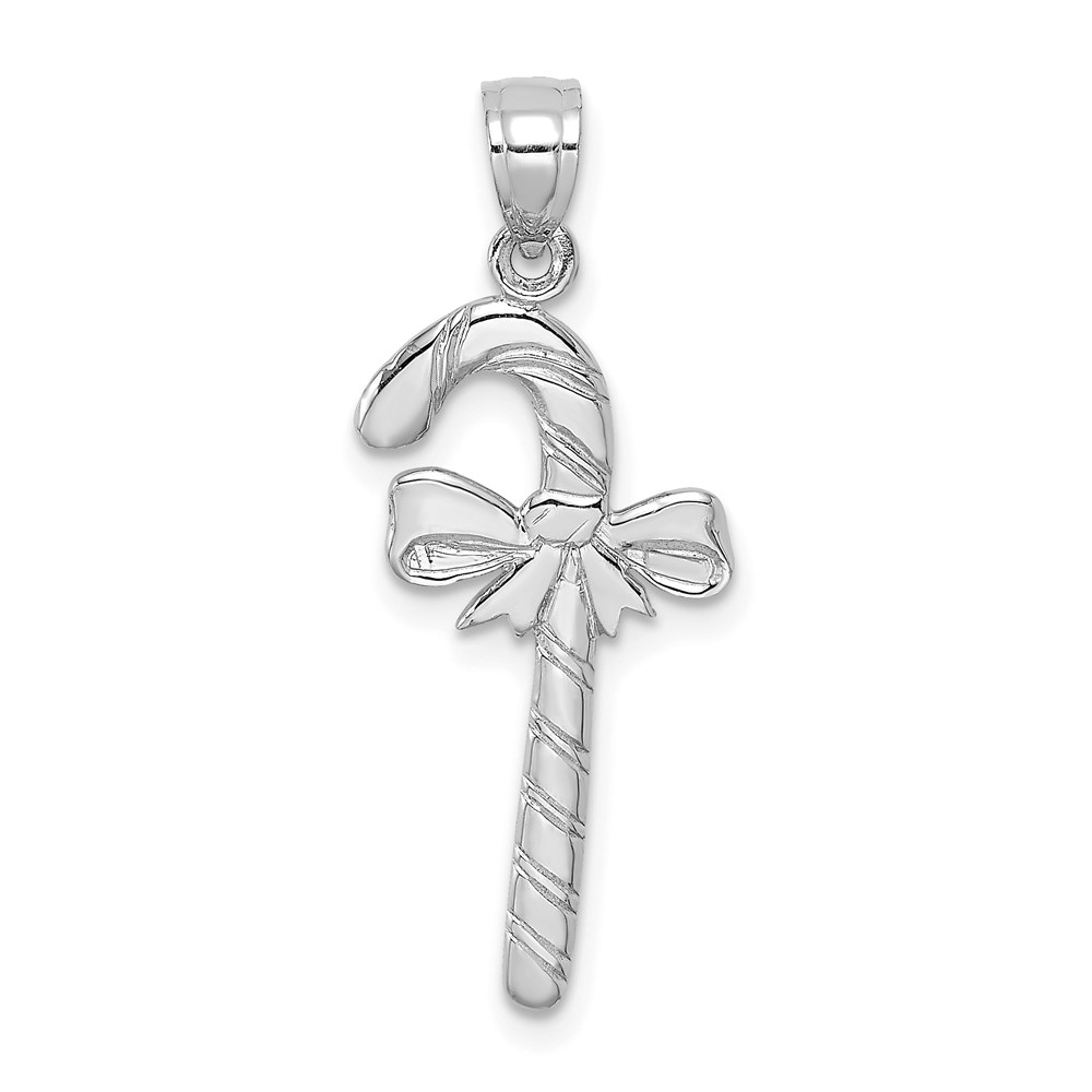 10D1124W.jpg 10K White Gold Solid Polished Candy Cane Pendant - Image 1
