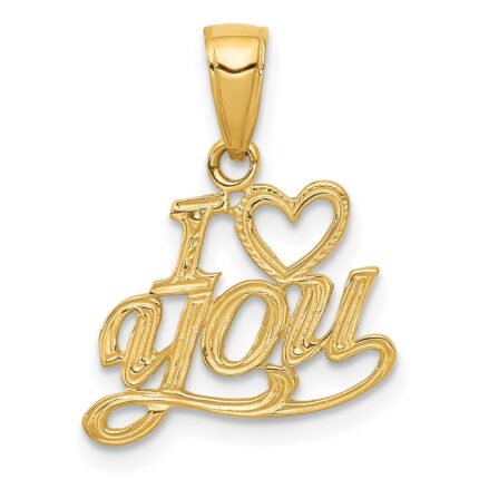 10K Polished & Textured I Heart You Pendant