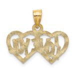 10K Polished /Textured I LOVE YOU Double Heart Pendant - Image 3
