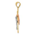 10K Tri-color Diamond-cut Small Draped INRI Crucifix Pendant - Image 2