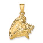 10k Polished 3-Dimensional Pink & White Enameled Conch Shell Pendant - Image 4