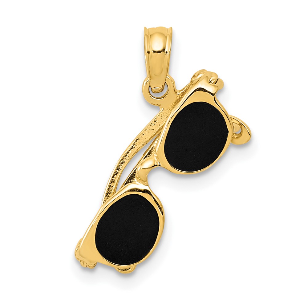 10K1868.jpg 10k 3-D Black Enameled Moveable Sunglasses Pendant - Image 1
