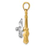10k Two-tone 3-D Anchor w/Moveable Propeller Pendant - Image 2