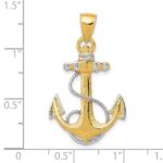10k YG W/ Rhodium Anchor w/Rope Pendant - Image 3