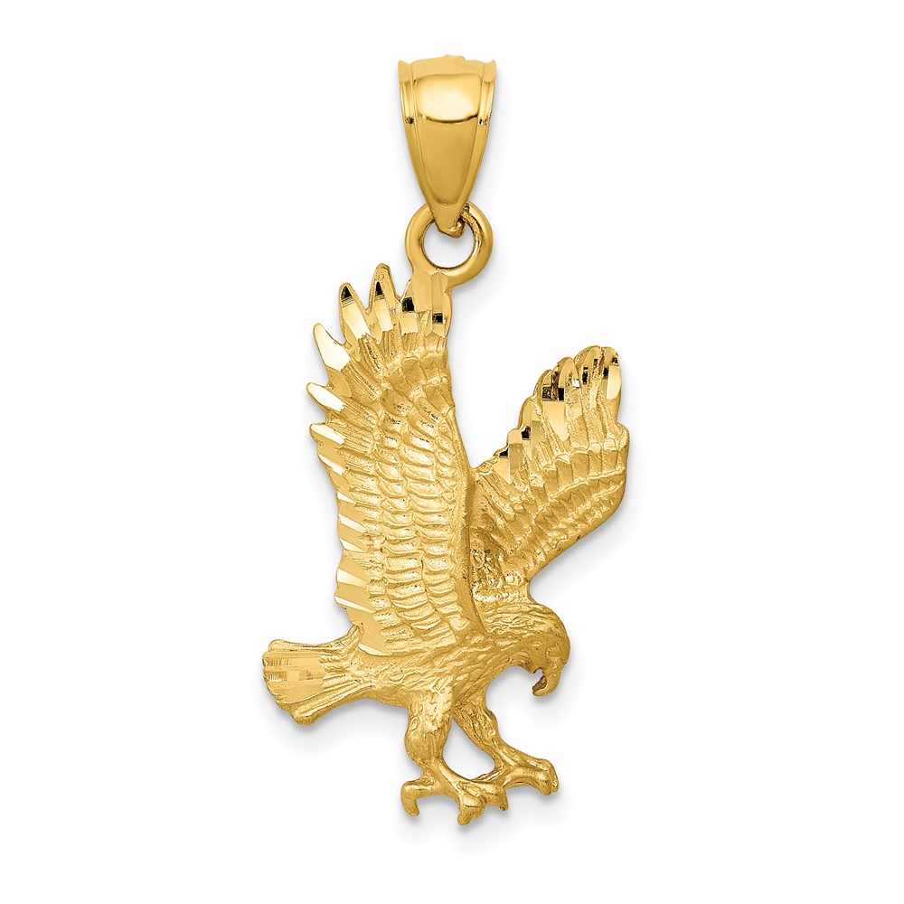 10K3273.jpg 10K Satin Diamond-cut Eagle Pendant - Image 1