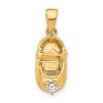 10K 3-D April/Synthetic Stone Engraveable Baby Shoe Charm