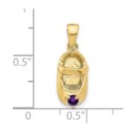 10k 3-D February/Synthetic Stone Engraveable Baby Shoe Charm - Image 3