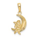 10k & Rhodium Polished Moon w/ Angel Pendant - Image 4