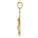 10K Gold Polished Textured Crucifix Pendant - Image 2