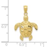 10k Diamond-cut Polished Sea Turtle Pendant - Image 3