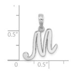 10K White Gold Polished M Script Initial Charm - Image 3