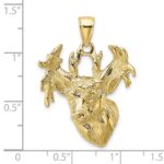 10K 2-D Textured Deer Head Charm - Image 3