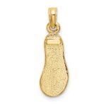 10K 3D W/ Green Enamel Single Flip-Flop Charm - Image 4