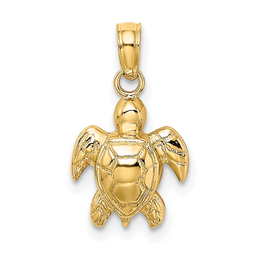 10K7446.jpg 10K Textured Mini Sea Turtle Charm - Image 1