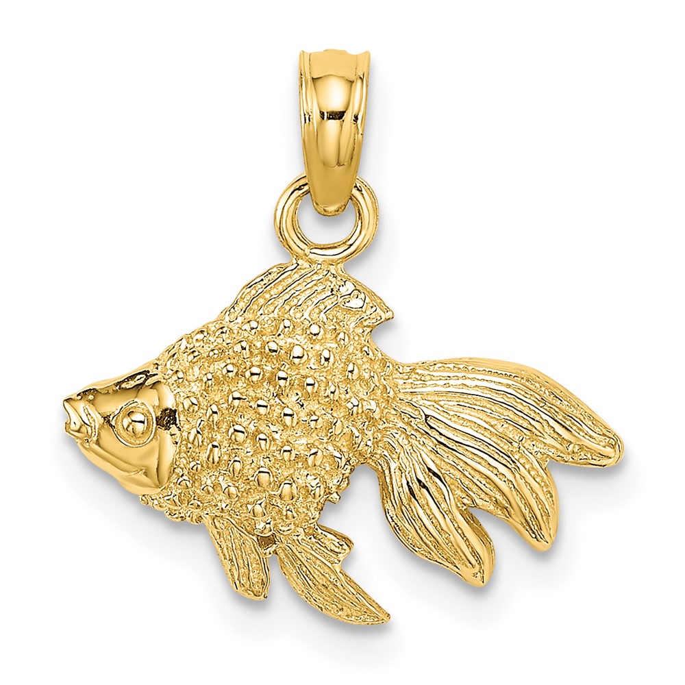 10K7700.jpg 10K 2-D Textured Gold Fish Charm - Image 1