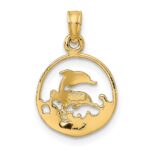 10K Two Dolphins in Circle Charm - Image 4