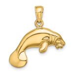 10k 3-D Polished Swimming Manatee Charm - Image 4