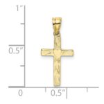 10K Polished and Engraved Cross W/ Heart Center Charm - Image 3