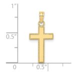 10K Polished Block Style Beaded Edge Cross Charm - Image 3
