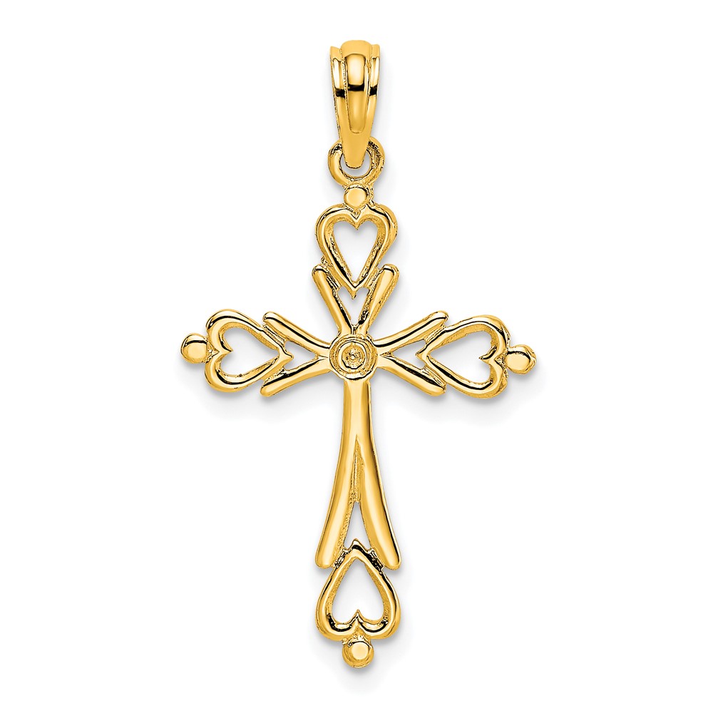 10K8489.jpg 10K Cross Cut-Out w/ Heart Ends Charm - Image 1