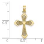 10K Cut-Out Stripes Cross w/ Heart Charm - Image 3