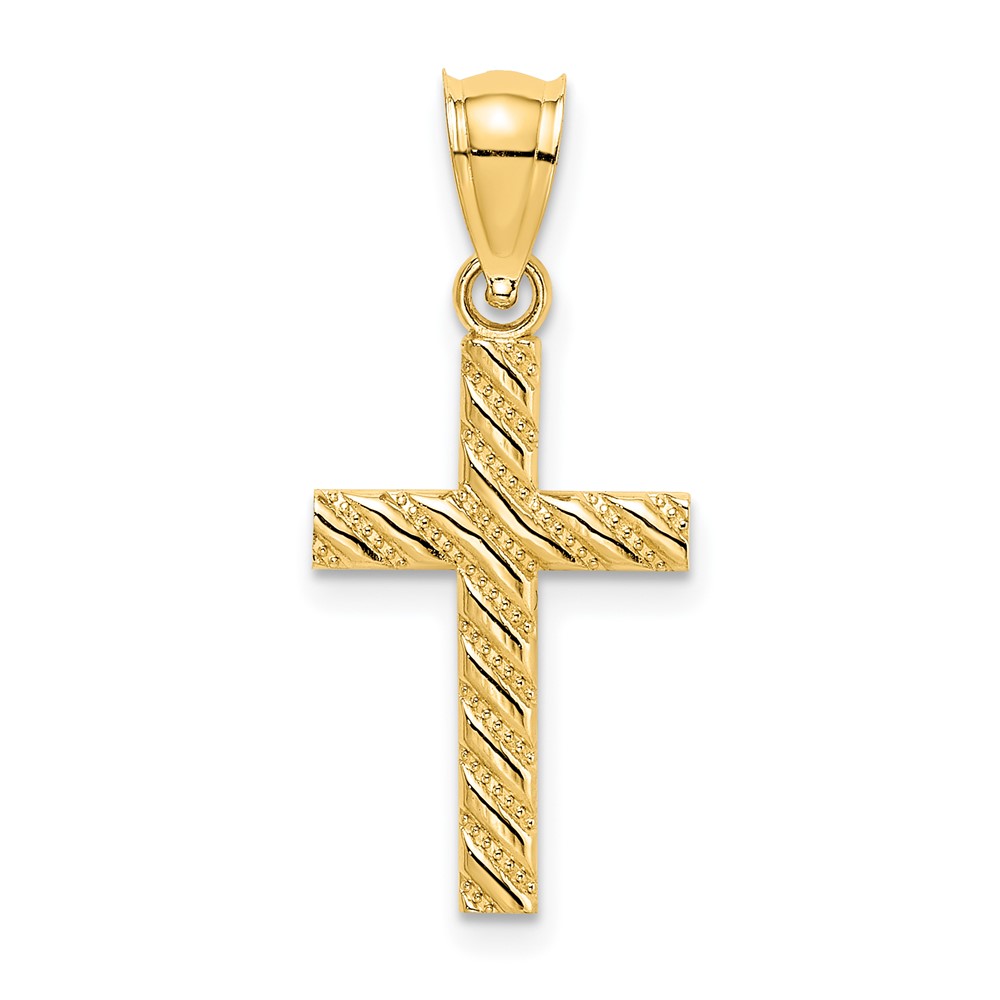 10K8548.jpg 10K Beaded and Polished Cross Charm - Image 1