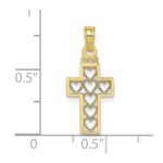 10K Cut-Out Heart Design Cross Charm - Image 3