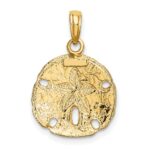 10K W/ Rhodium Polished Sand Dollar Charm - Image 4