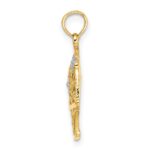10k Two-Tone w/White Rhodium Flower Basket w/I LOVE YOU Charm - Image 2