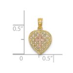 10K Two-Tone Cross on Woven Heart Charm - Image 2