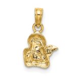 10K Angel Resting On Elbow w/ Rhodium Wing Charm - Image 4