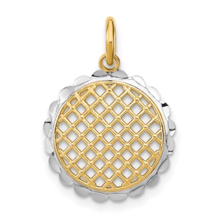 10K w/Rhodium D/C Sunflower Pendant Charm