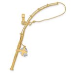 10K w/Rhodium 3-D Moveable Fishing Pole W/ Reel Pendant - Image 4