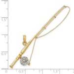 10K w/Rhodium 3-D Fly Rod Fishing Pole Charm - Image 3