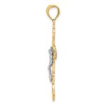 10K W/ Rhodium Crucifix W/ Scrolled Tips Charm - Image 2