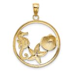 10k w/Rhodium Scallop, Starfish ,Seahorse Circle Charm - Image 4