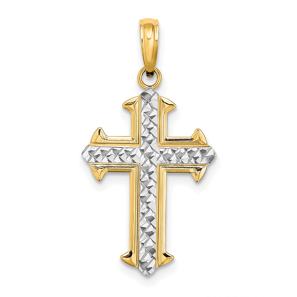 10K9421.jpg 10K w/ Rhodium D/C Cross Pendant - Image 1