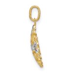 10K w/Rhodium Center Flower and Heart Charm - Image 2