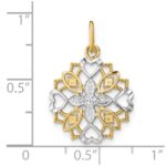 10K w/Rhodium Center Flower and Heart Charm - Image 3