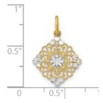 10K w/Rhodium and D/C Filigree Medallion Charm - Image 3